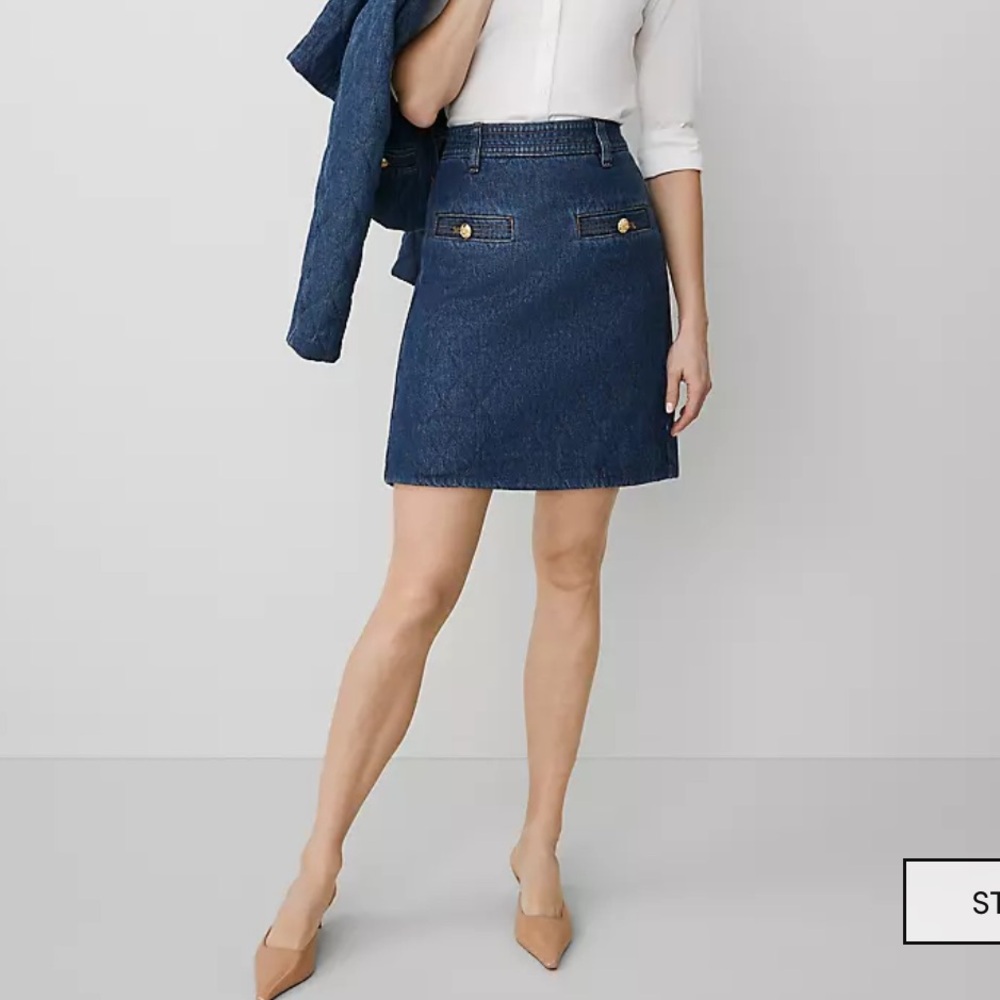 NWT Ann Taylor quilted denim skirt Size 6P